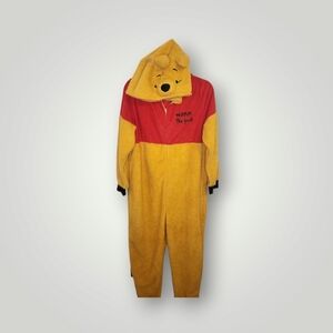Disney Women's Winnie The Pooh Onepiece Unionsuit Pajamas Costume Red Yellow Xl